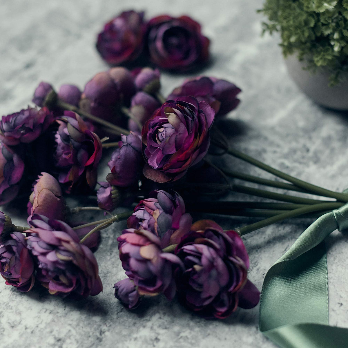 Artificial Ranunculus Bunch, Purple