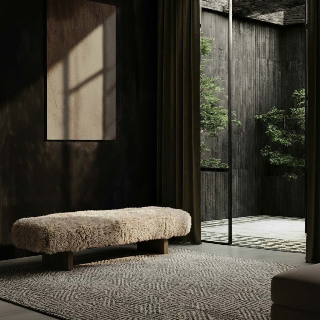 Bertrand Faux Fur Bench | Dining Table Benches | Abigail Ahern