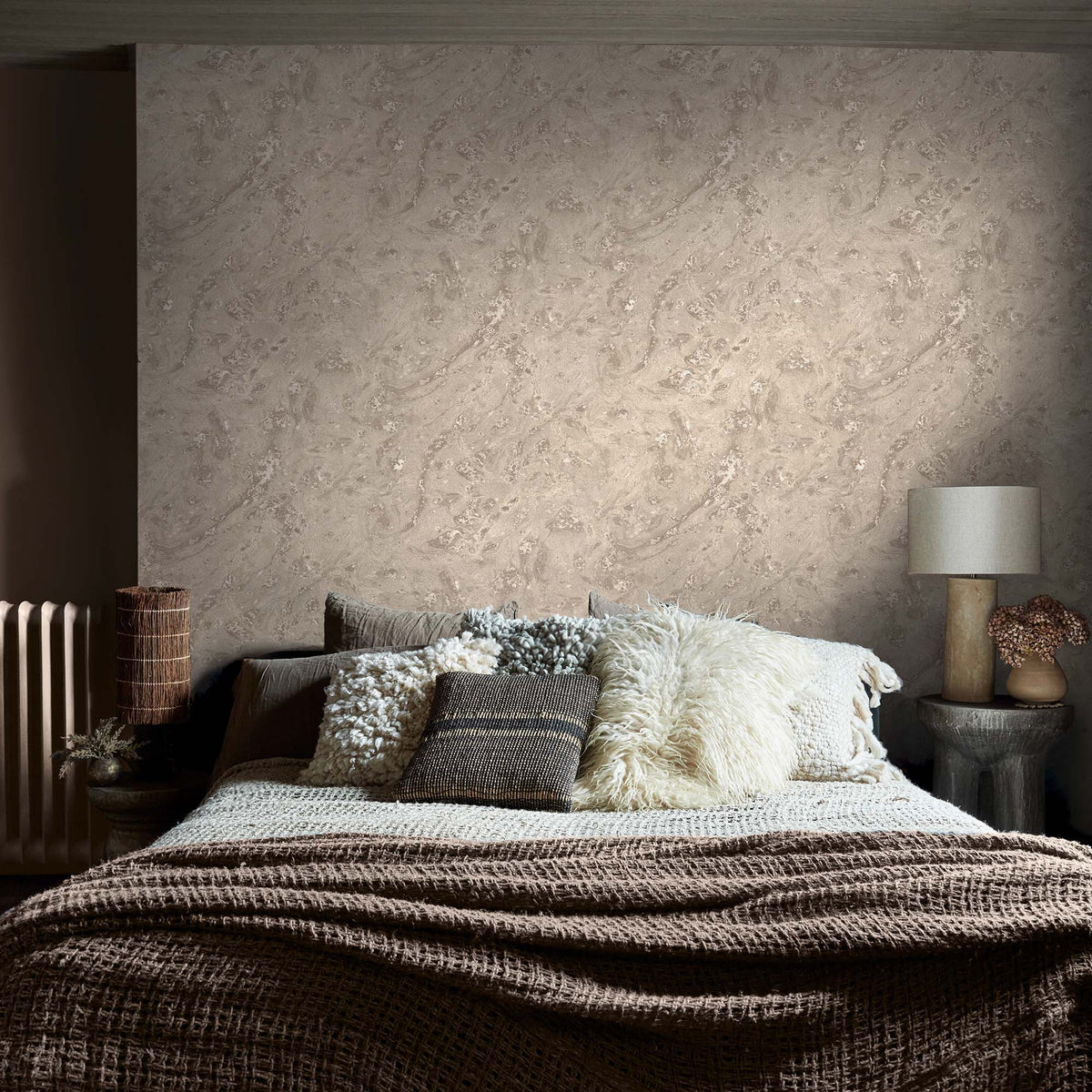 Boheme Marble Wallpaper, Almond