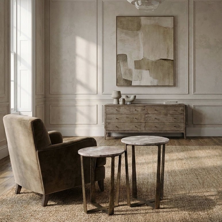 Briar White Marble Side Tables
