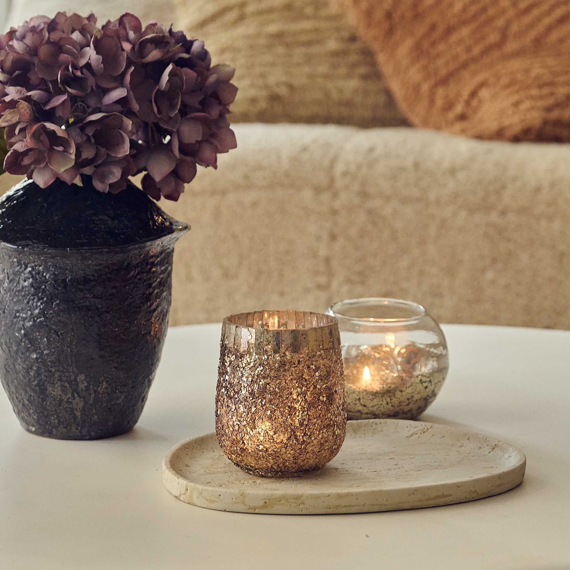 Avril Glass Candle Holder | Silver Candle Holders | Abigail Ahern