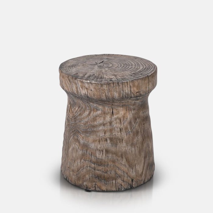 A cutout of the Dervio Wooden Stool. A wood-effect eco-friendly stool in a contemporary cork shape.