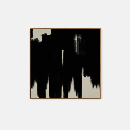 Square framed abstract brushwork print in black and white