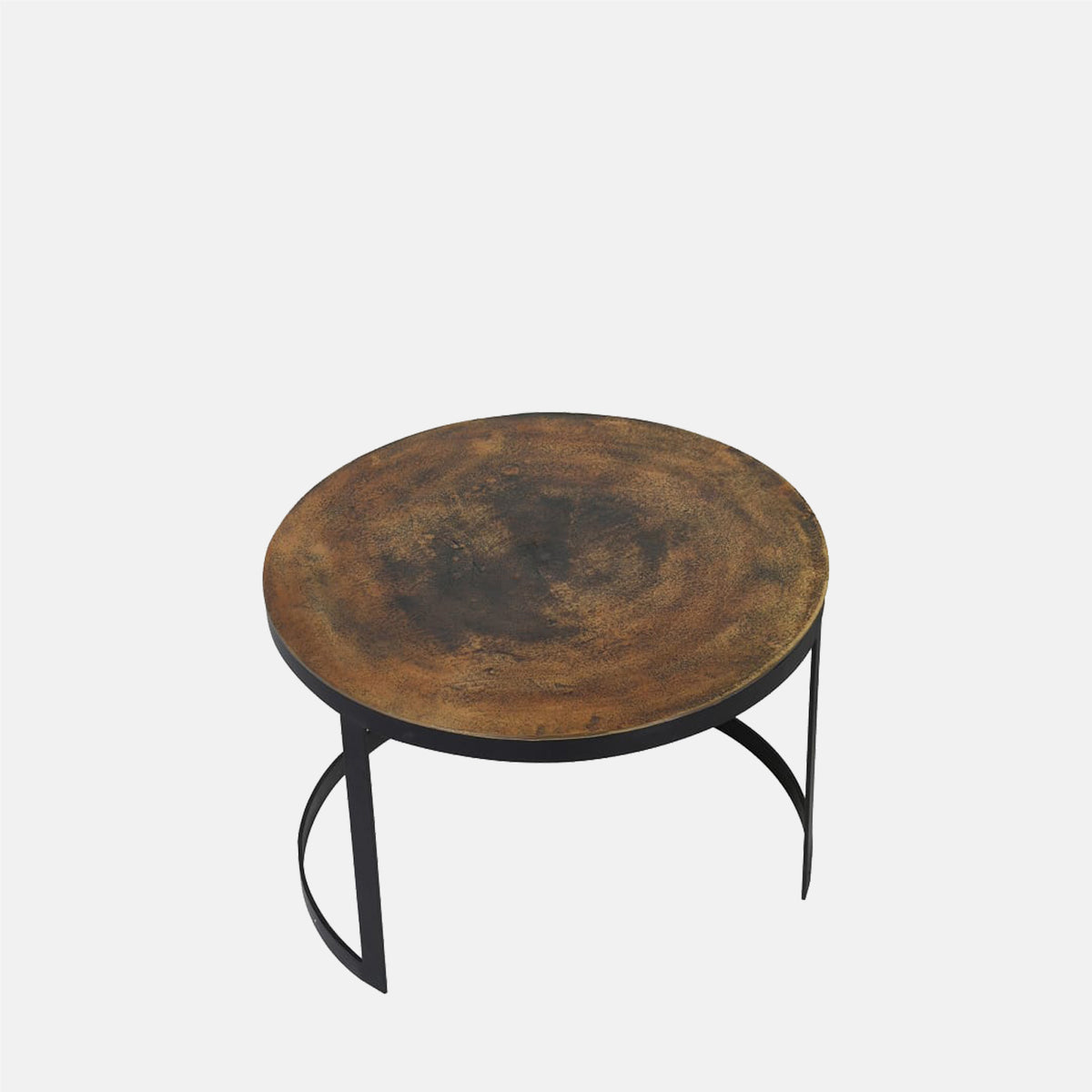 A top view of a single table from the Easton Brass Nesting Tables, showing the antique style brass effect finish.