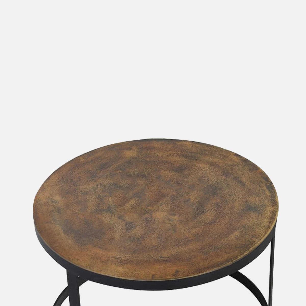 A top view of a single table from the Easton Brass Nesting Tables, showing the antique style brass effect finish.