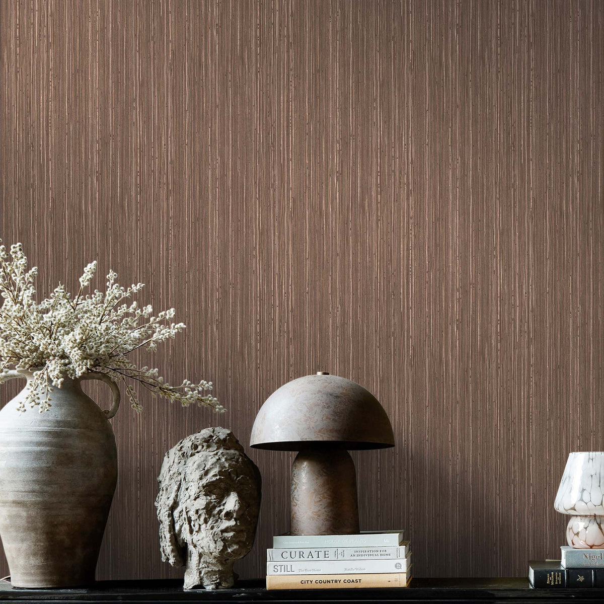 Fibre Stripe Wallpaper, Sable
