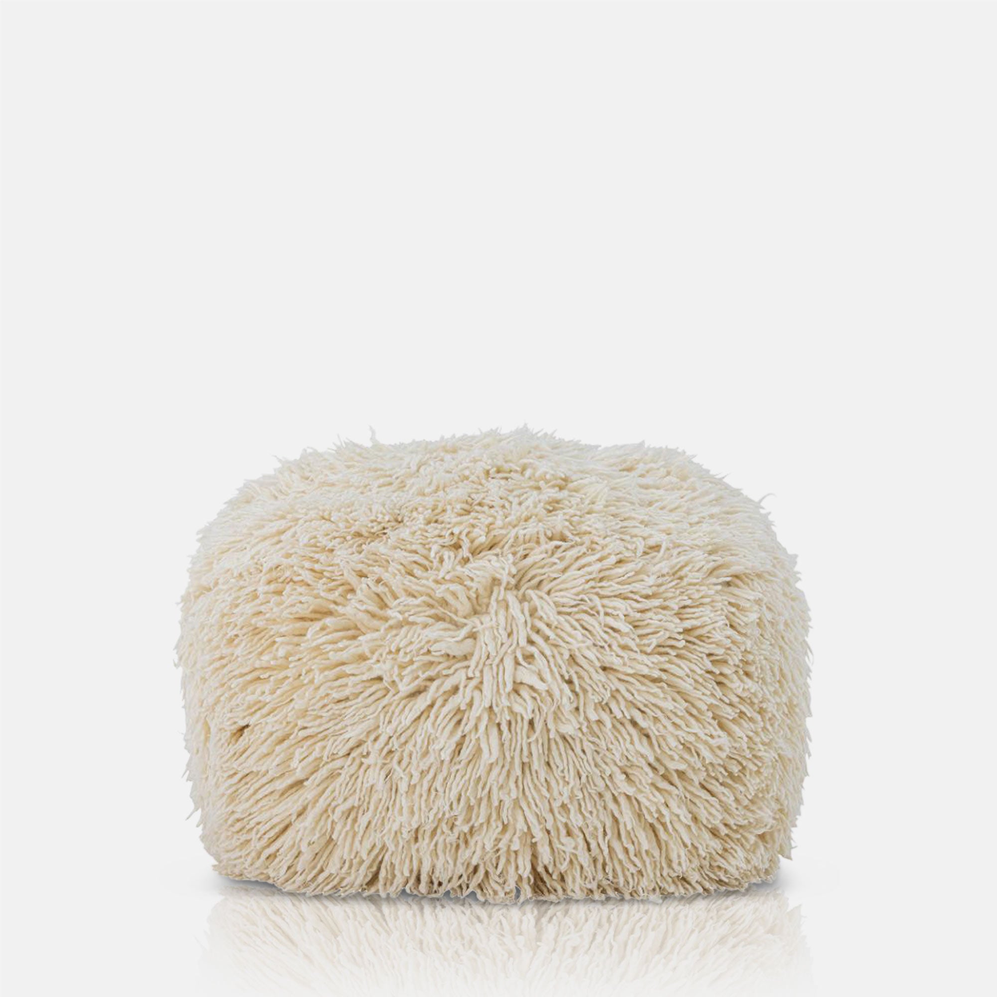 Folsom Cream Pouffe | Shaggy Pouffe | Abigail Ahern