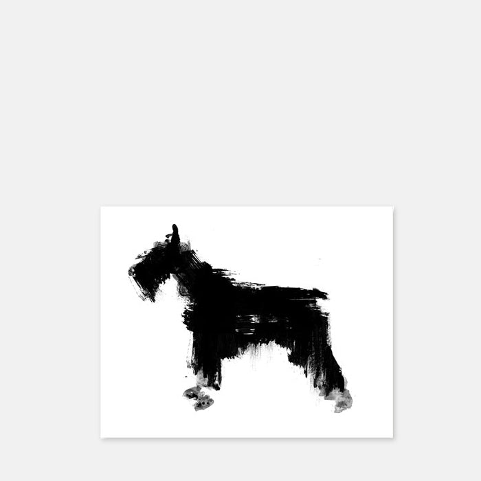  Monochrome abstract print of an Airedale dog on white paper