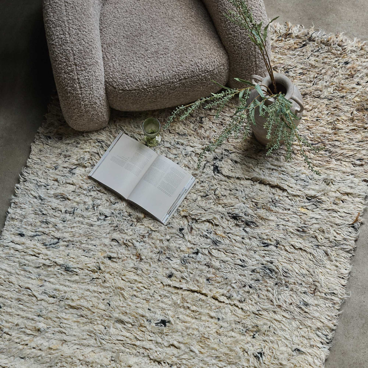 Kanpur rug wool shaggy gradient cream brown grey modern home decor living room