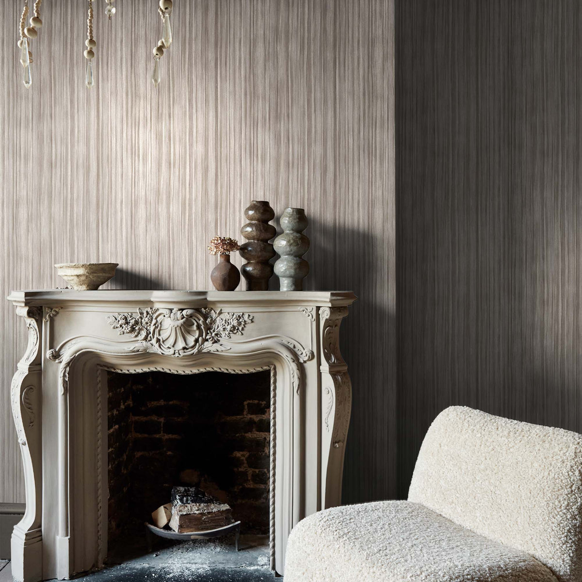 Linear Luxe Wallpaper, Pewter