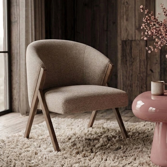 Lyndon Curved Accent Chair, Clay