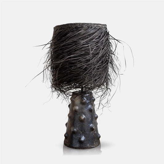 Black Shaggy Palm Lamp, Medium