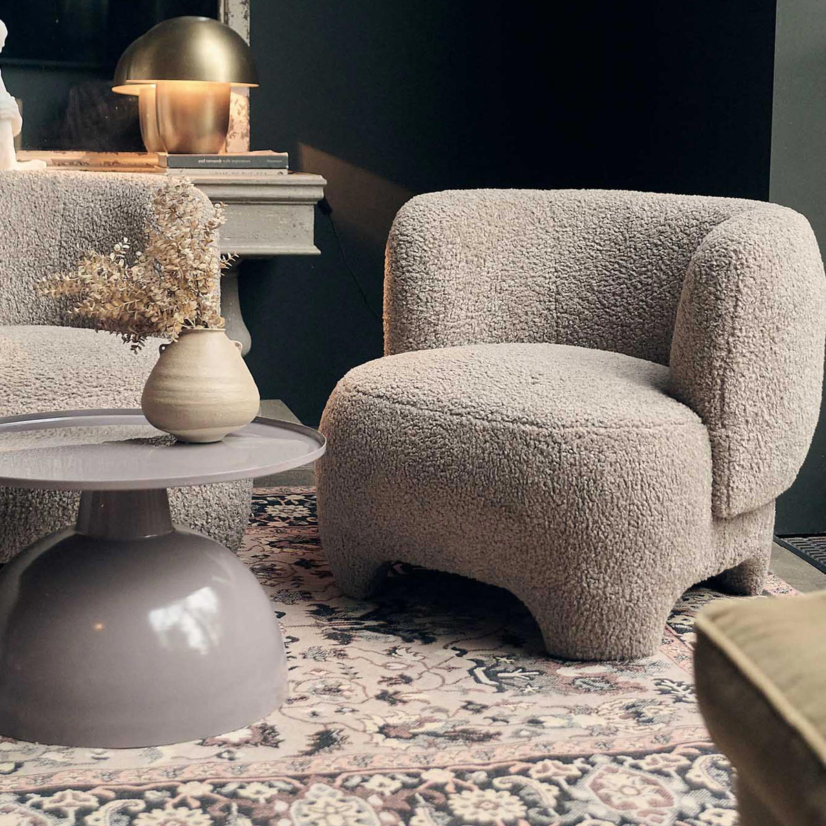 Nadia Curved Armchair, Taupe