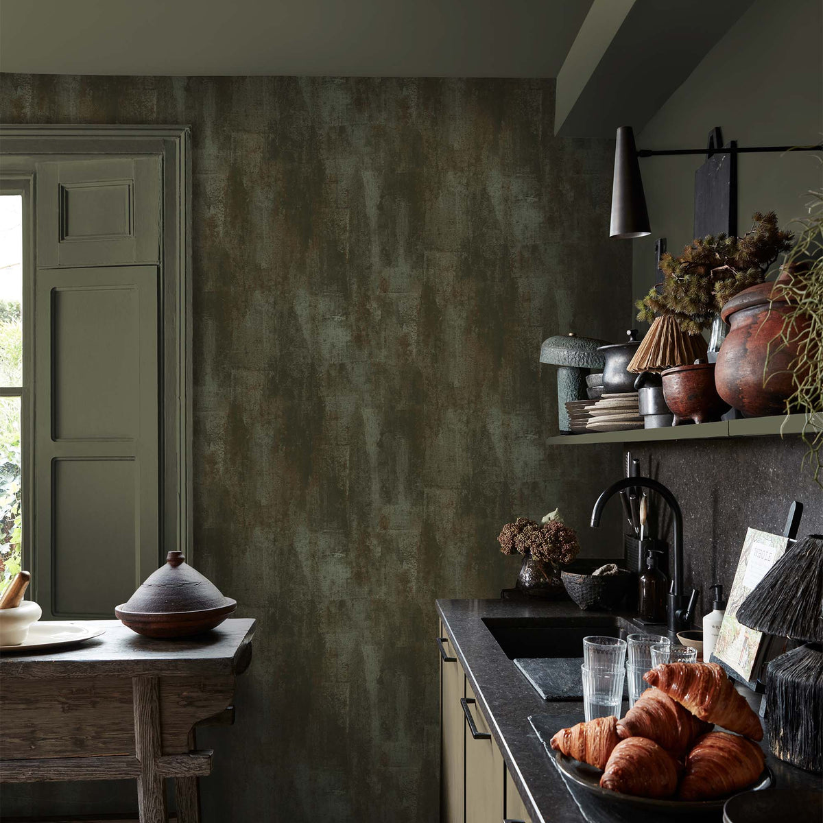 Oxidized Opulence Wallpaper, Moss
