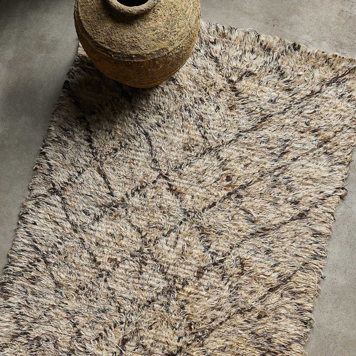 Pachar rug wool brown cream diamond lozenge pattern modern home decor living room