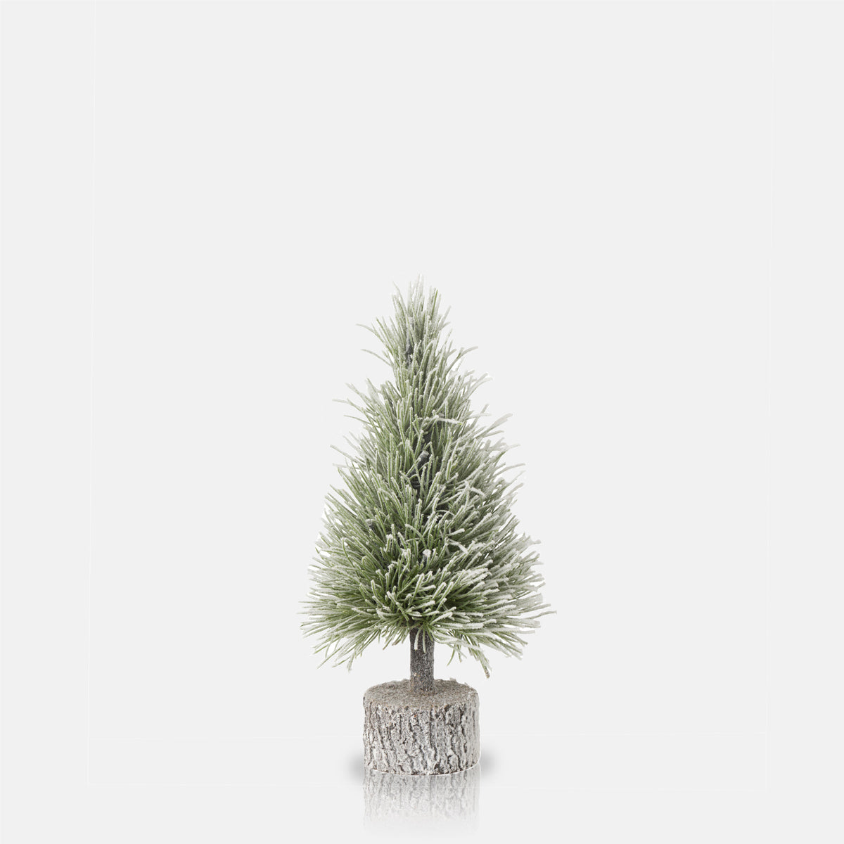 Pre-Lit Mini Christmas Tree on a wooden base, perfect for adding festive charm and glow to any space.