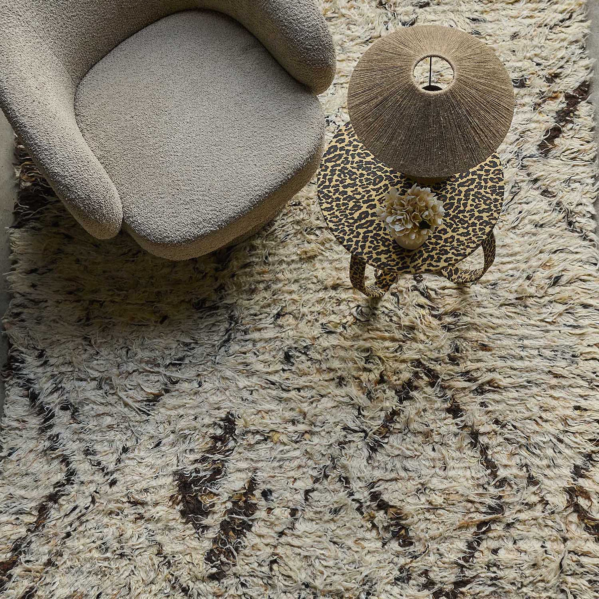 Pune rug wool shaggy lozenge diamond pattern modern home decor living room
