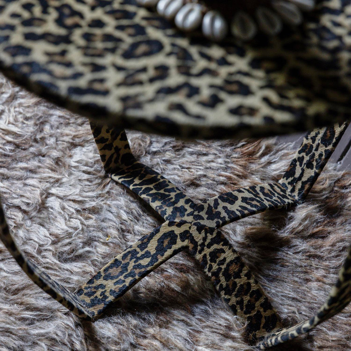 Savannah Leopard Print Side Table, Light