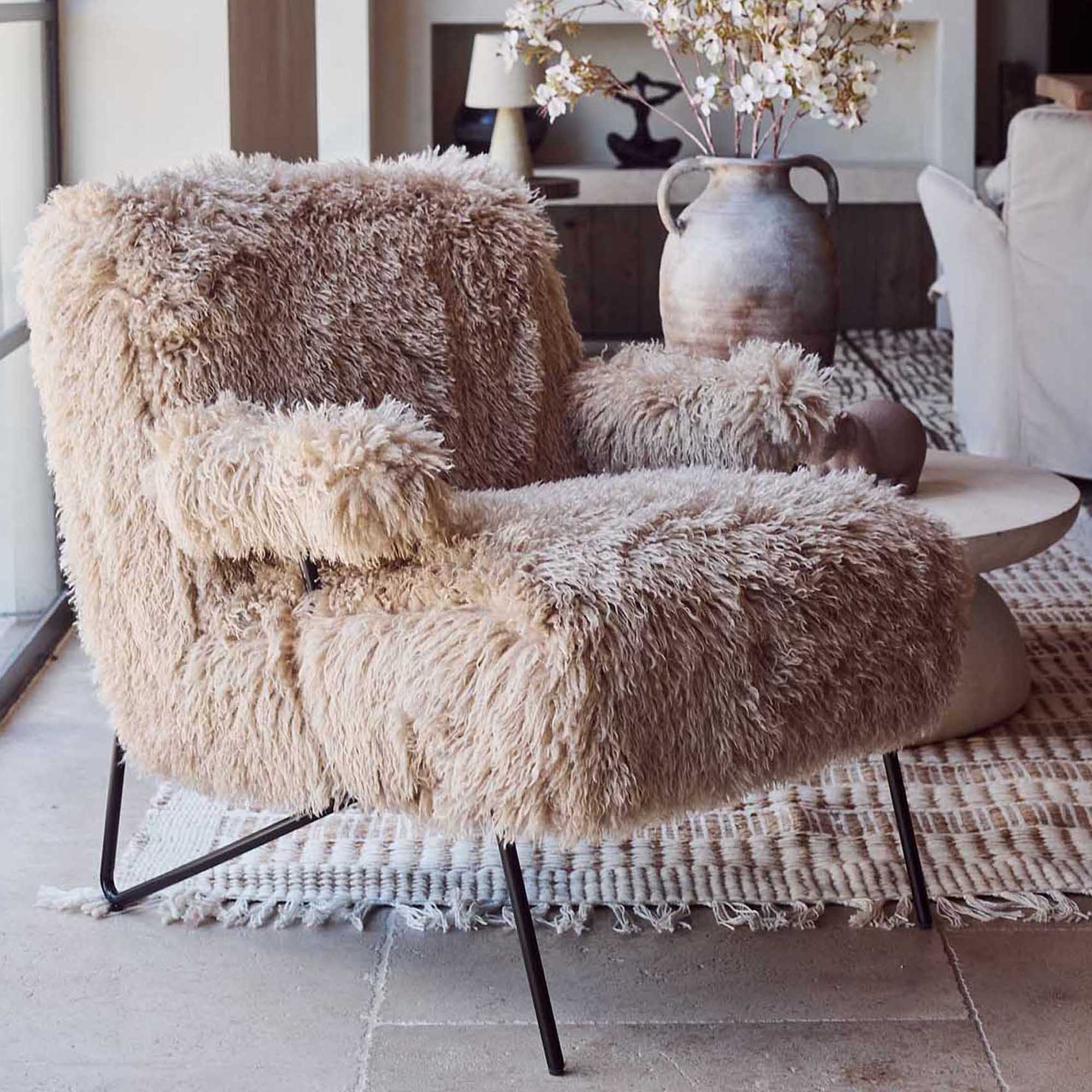 Arm Chair Fancy Chairs For Living Room Selma Faux Fur Armchair