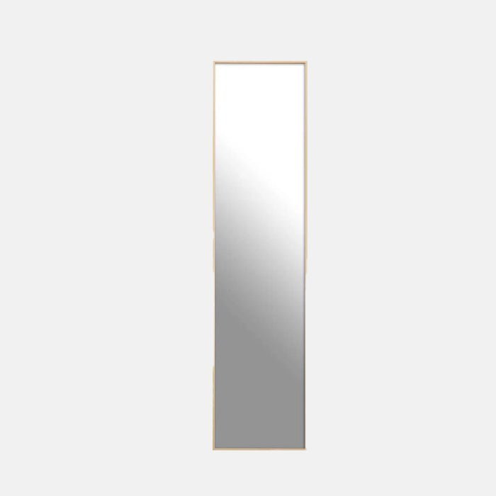 The Teresa Gold Floor Mirror, a tall slim rectangular mirror in a contemporary style with an ultra-slim gold aluminium frame.