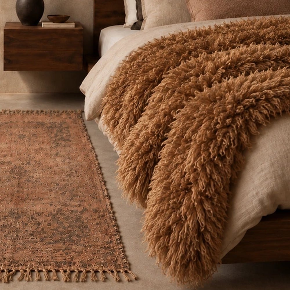Warrick Faux Fur Throw, Brown