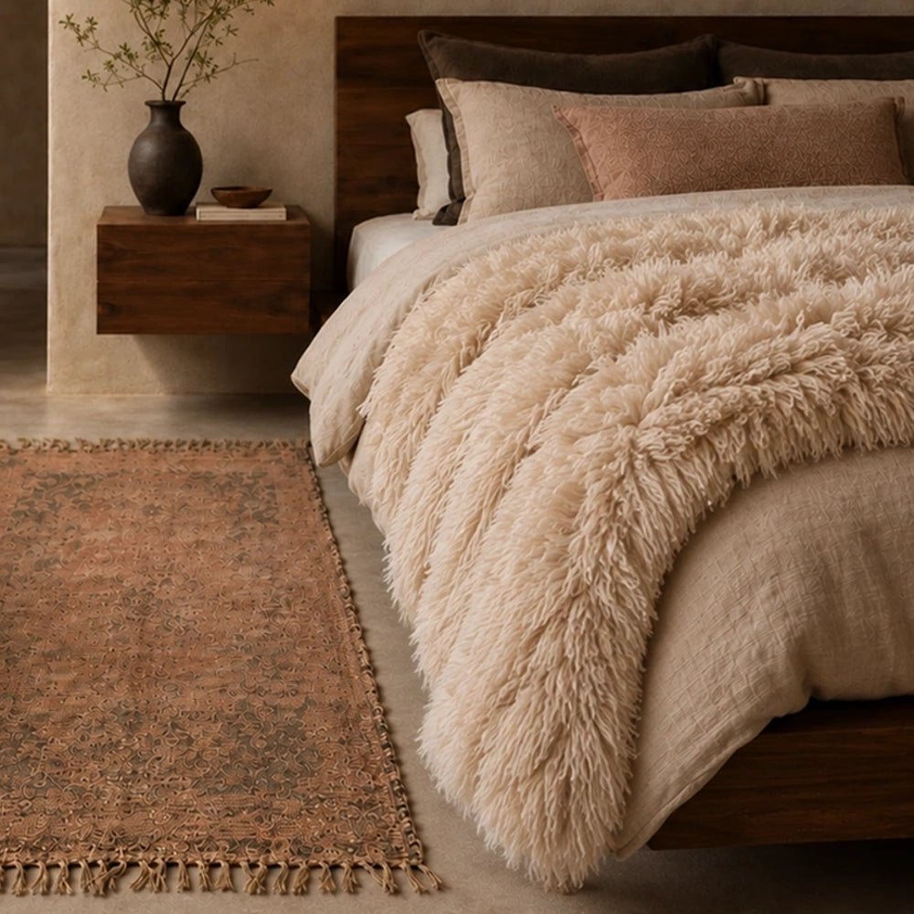 Warrick Faux Fur Throw, Cream