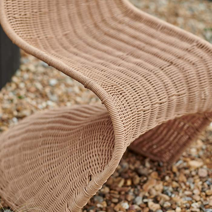Curved seat to base of PE wicker chair.