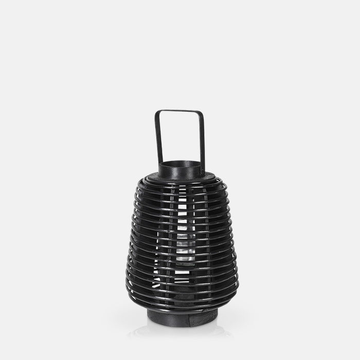 Black lantern with handle, crafted from willow.
