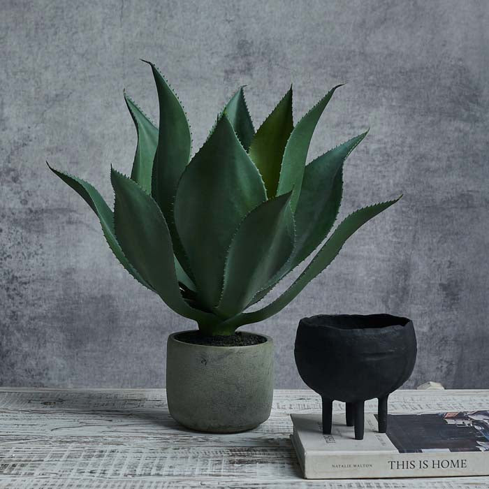 Artificial aloe vera potted faux fake plant green succulent spiky leaves realistic home decor