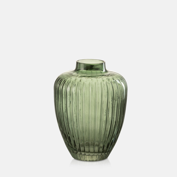 Large textured green glass vase