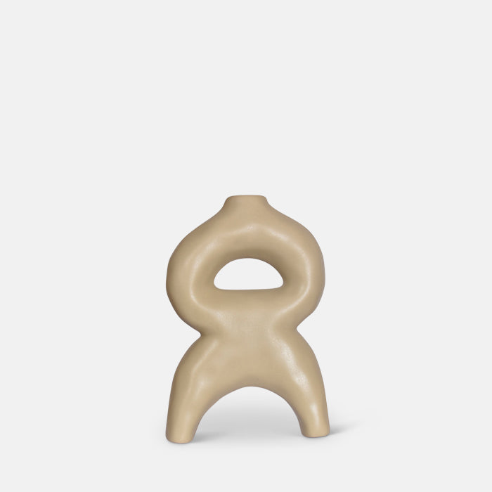Abstract matte cream vase in a sculptural figure of eight