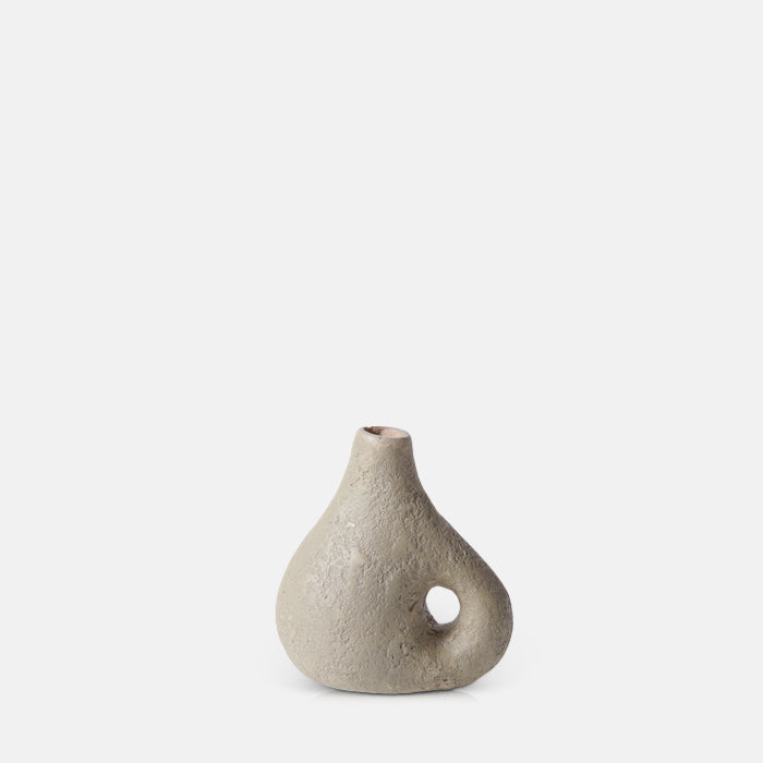Ecomix bud vase with small handle, finished in beige colour.