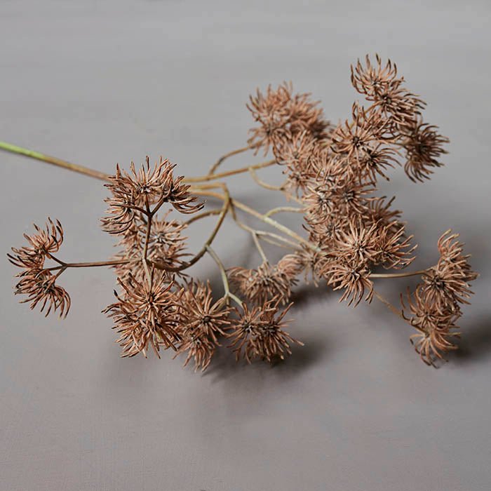 Artificial hazel brown foliage faux fake flower stem botanical realistic home decor closeup