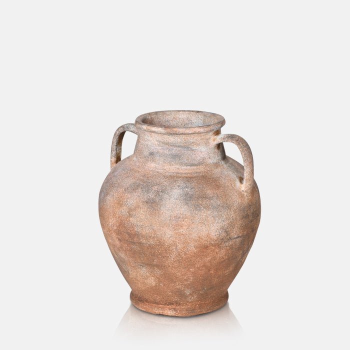 Rustic brown urn shaped vase with handles
