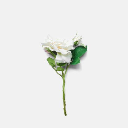 A single green artificial stem with a large cream rose flowerhead