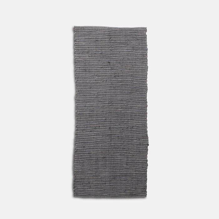 Flat weave cotton runner in slate grey colour.